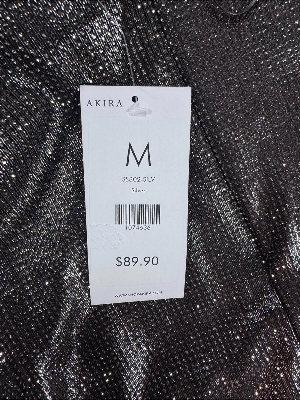AKIRA Silver Metallic Halter Mini Dress w/ Drape Tie – NWT – Size M